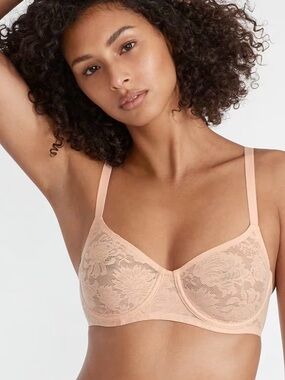 NWOT Natori Levitate Unlined Lace Bra - Color: Cameo Rose Size 30DD